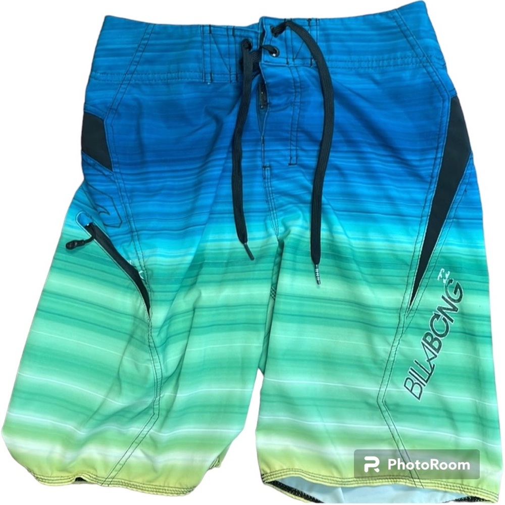 Billabong Board Shorts Gradient Yellow, Green & Blue BOYS Size 14